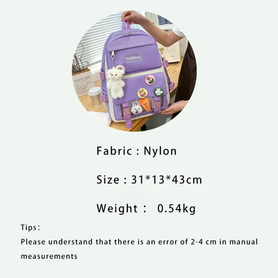 Wholesale Cute 4pcs/Set Primary School Bag Girls Harajuku Kawaii Student Bookbag Teenage Handbag Large Capacity Student Rucksack Girls School Backpack Set