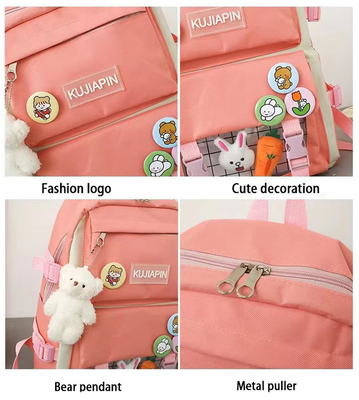 Wholesale Cute 4pcs/Set Primary School Bag Girls Harajuku Kawaii Student Bookbag Teenage Handbag Large Capacity Student Rucksack Girls School Backpack Set