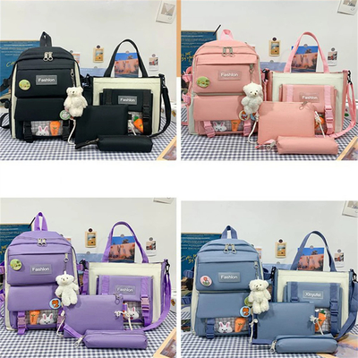 Wholesale Cute 4pcs/Set Primary School Bag Girls Harajuku Kawaii Student Bookbag Teenage Handbag Large Capacity Student Rucksack Girls School Backpack Set