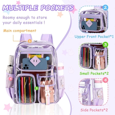 Wholesale Clear Travel Backpack For School Superior PVC Transparent Bookbag For Girls Boys Through School Backpack for men womens Student Backpack
