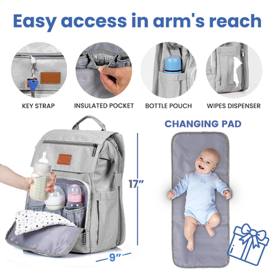 Custom Baby Diaper Bag with Changing Pad Large Travel Bags Newborn Baby Essentials Pack Momy Backpack Casual Womens Backpack