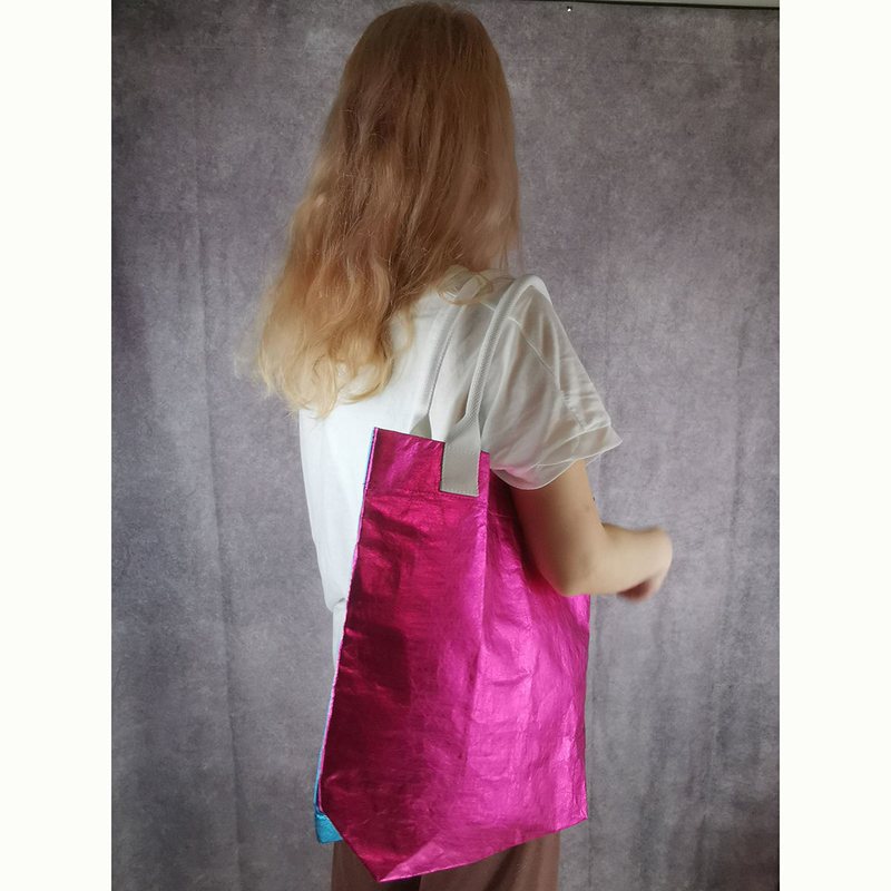 Large Capacity Bright Leather Women Bags Handbag for Professional in Blue and Rose Red
